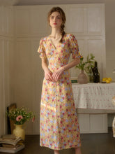 Xena V-Neck Floral Puff Sleeve Dress - Red