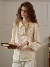 Alexis Long Sleeve Patchwork Peter Pan Collar Embroidery Casual Blouse