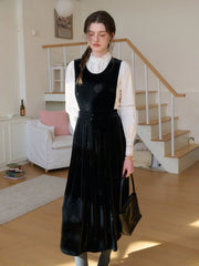 Jazlyn Round Neck Velvet Sleeveless Dress