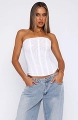 Tell Me A Secret Strapless Bustier White