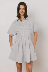 Erica Button Front Mini Dress in White