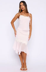 Blissfully Bold Midi Skirt Pale Pink