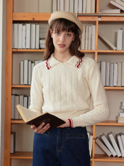 Eloise Peter Pan Collar Ribbed Wool Sweater