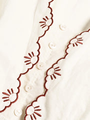 Adalyn Wavy Neck Embroidery 100% Cotton Dress