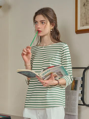 Aika Round Neck Striped 100% Cotton Top