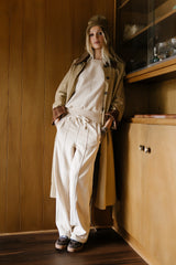 Malinda Mixed Media Top in Cream