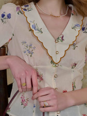 Raven V-Neck Floral 100% Cotton Blouse