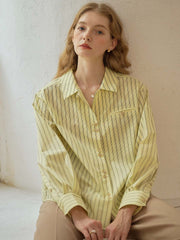 Georgina Vintage Classic Suit Collar Striped Shirt