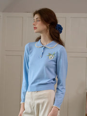 Phoebe Customized Contrast Color Collared Pullover Sweater