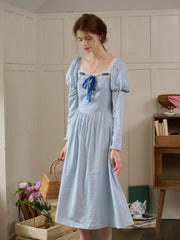 Genesis Square Collar Bow Light Blue Dress