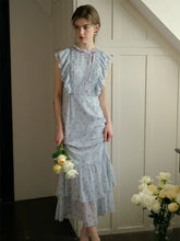 Malani Floral Printed Flutter Sleeve Mermaid Hem Maxi Dress