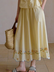 Ashley Floral Embroidery 100% Cotton Skirt