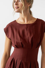 Matilda Pleated Maxi Dress in Rust