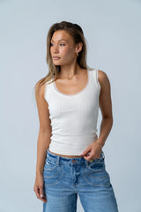 Mackie Lace Trim Tank in Heather Grey