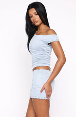 Sweetest Love Faux Suede Mini Skirt Blue