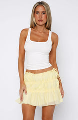 Free Falling Tiered Mini Skirt Lemon