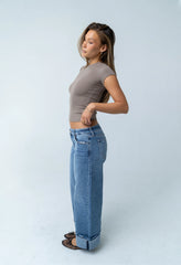 Asher Ribbed Top in Taupe