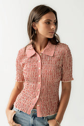 Connie Gingham Blouse in Red