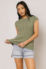 Warren Ribbed Tank in Olive
