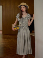 Eliza Round Neck Stripe Viscose Dress