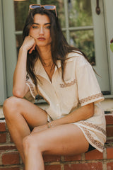 Charley Abstract Button Up in Natural