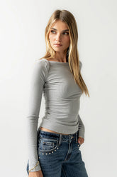 Anya Ribbed Top in Slate Blue