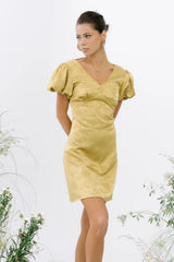 Brenna Floral Mini Dress in Chartreuse