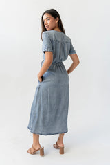 Tatum Denim Wrap Midi Dress