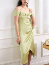 Laurel Bow Collar Dropped Shoulder Slit Dress