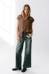Poppy Collared Blouse in Red-Brown