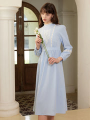 Zainab Elegant Half Turtleneck Lace Panel Dress