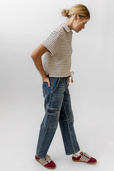 Lucca Striped Top in Burgundy