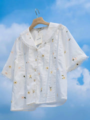 Erin 100% Cotton V-Neck Blouse