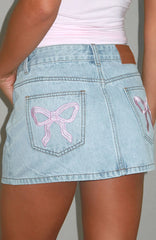 About A Girl Denim Mini Skirt Mid Blue