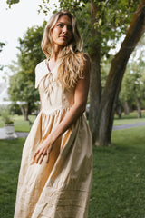 Louie Collared Midi Dress in Taupe