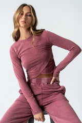 Kassie Crossover Crop Top in Berry