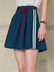 Hadlee Cute Contrasting Lace-up Pleated A-Line Skirt