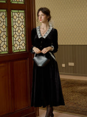 Azari Contrast Lace Paneled Pocket Velvet Skirt