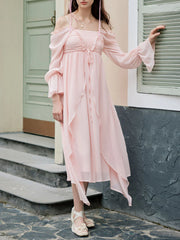 Lakelyn Romantic Sweet Square Neck Pink Dress