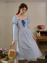 Genesis Square Collar Bow Light Blue Dress