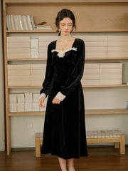 Valentina Square Collar Rose Dress