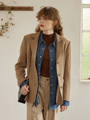 Hadley Camel 100% Wool Blazer