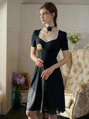 Viviana Color Block Lace & Rhinestone-Studded Collar Dress (No Rose Choker)