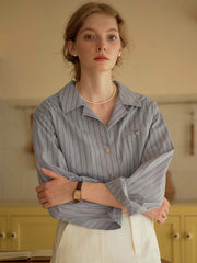 Georgina Vintage Classic Suit Collar Striped Shirt