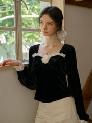 Nyla Square Neck 3D Rose Top