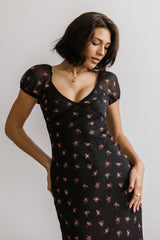 Cammie Floral Maxi Dress in Black