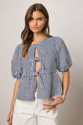Milandra Striped Peplum Top