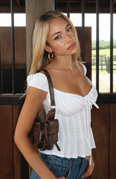 Cut You Off Poplin Top White