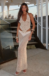 Dance With You Crochet Maxi Skirt Sand