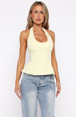 Talking Crazy Halter Top Lemon